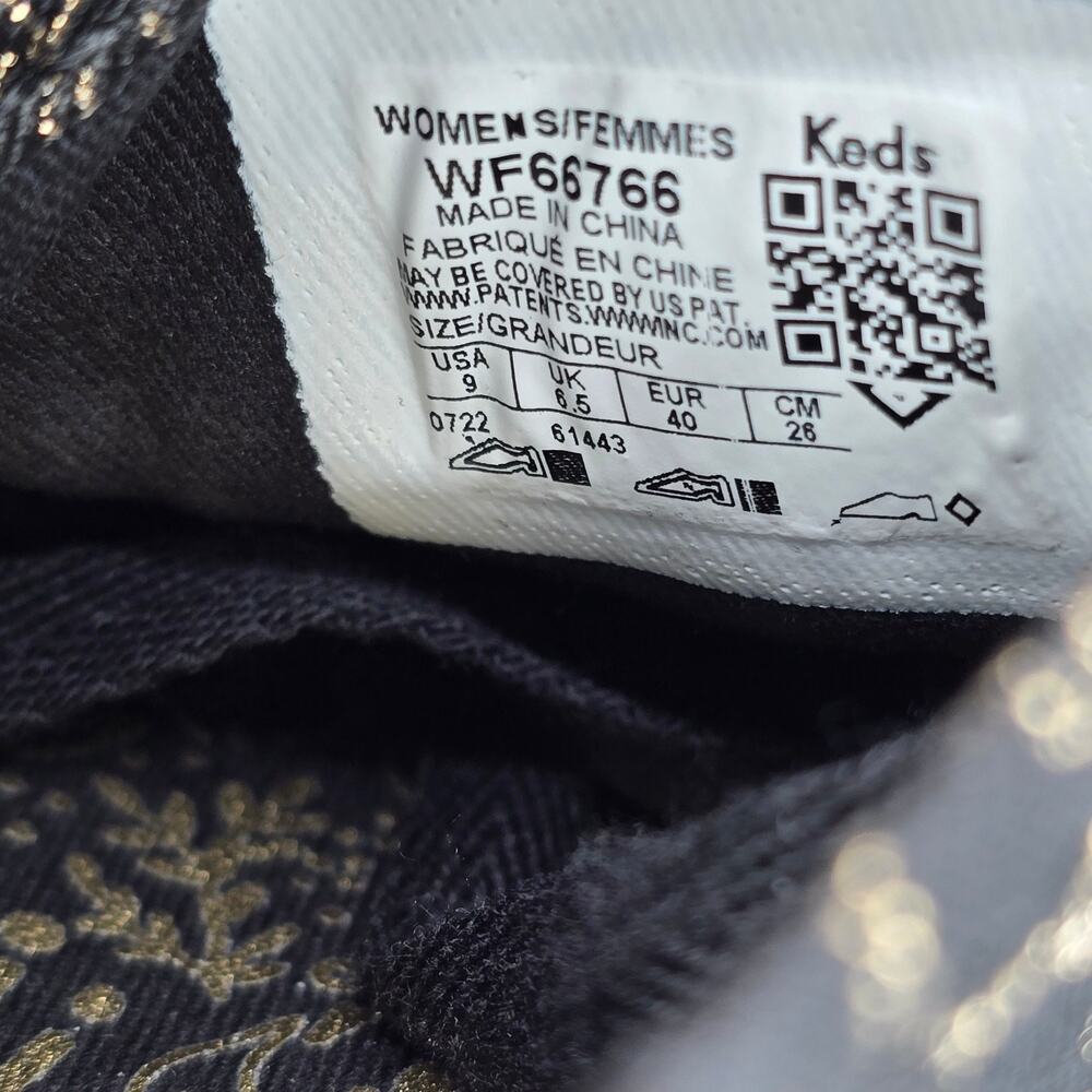 Keds Shoes Womens 9 Black Gold Floral Platform Lace Up Rifle Paper Co Sneakers - Picture 8 of 8